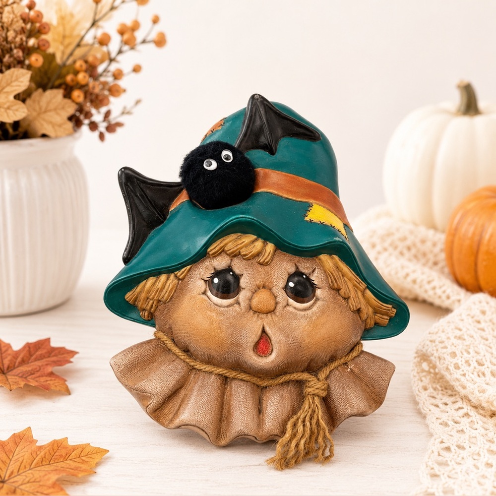Hand-Painted Ceramic Scarecrow Wall Decor